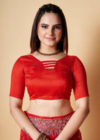 Vamsee Red Organza Saree | Grocsy