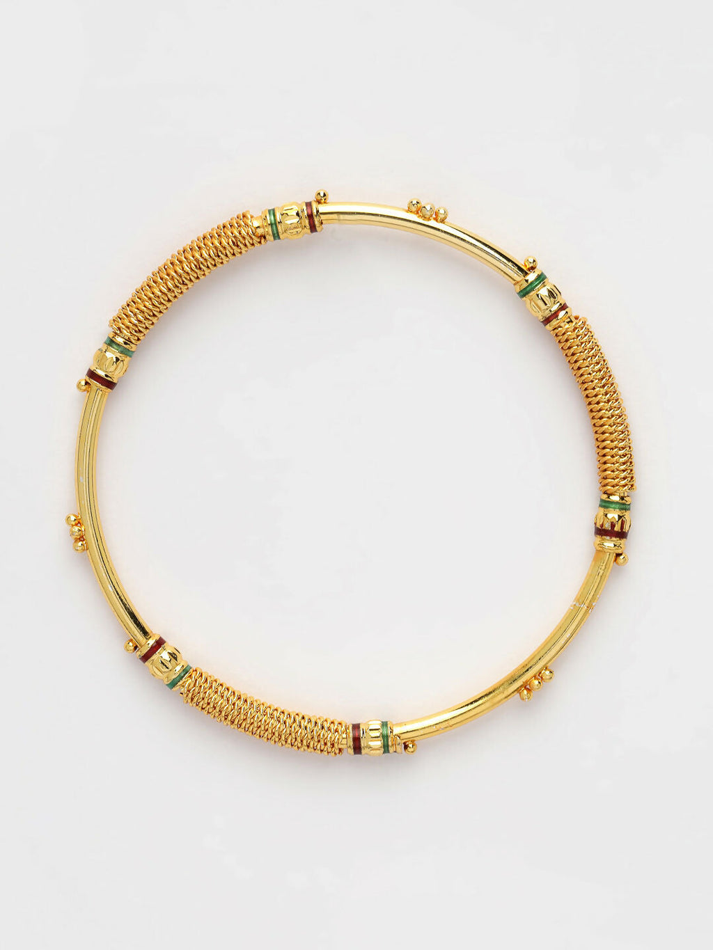NVR Women's Set of 2 Gold-Polished Handcrafted Traditional Bangles
