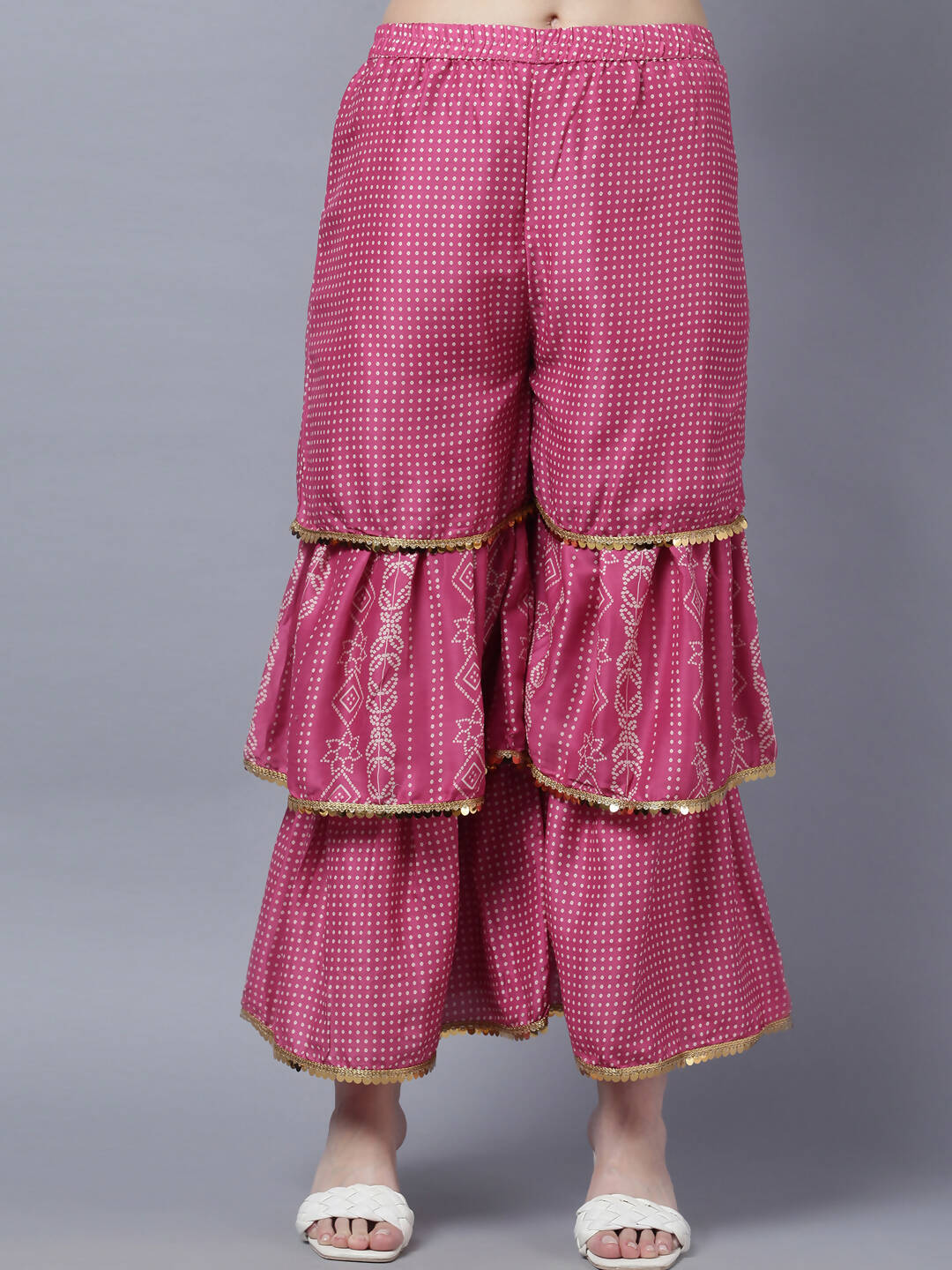 Myshka Stylish Pink Sleeveless Women's Kurta Sharara with Dupatta Set | Grocsy