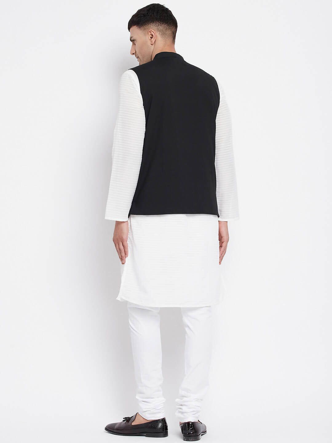 Even Apparels Black Pure Cotton White Kurta Sets With Eid Insignia Jackets PW668 | Grocsy