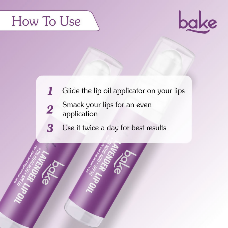 Bake 2% Kojic Acid Lavender Lip Balm Oil SPF 50 PA+++ | Grocsy