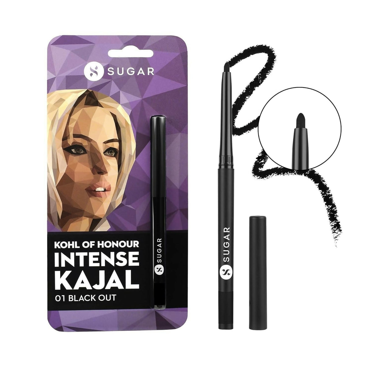Sugar Cosmetics Kohl of Honour Intense Kajal Upto 12 hrs, Long Lasting, Smudge Proof & Waterproof Kajal - 01 Black Out | Grocsy