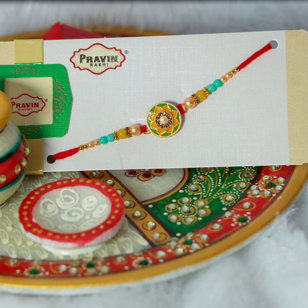 Indianvibez Meenakari Work With Stone Fancy Desginer Rakhi | Grocsy