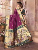 Joban Fashion Paithani Maroon Woven Soft Silk Saree | Grocsy