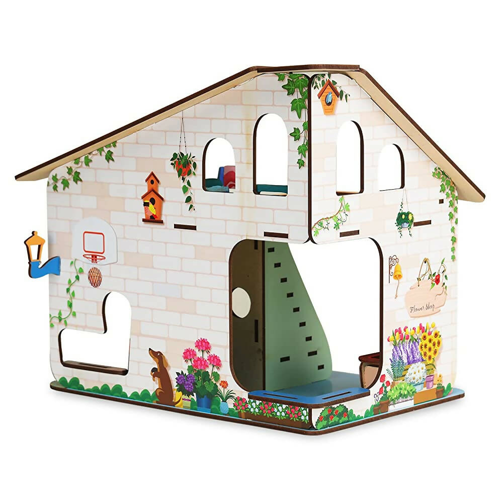Webby Bloomvilla A Florists Home All Side Play Wooden Doll House | Grocsy