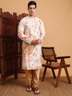 Off White Cotton Printed Chikankari Embroidery Work Kurta - Mahotsav | Grocsy