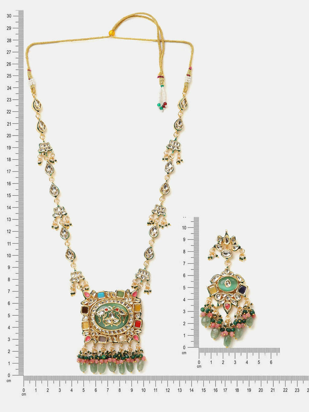 Ruby Raang Kundan Haar With Matching Earrings | Grocsy