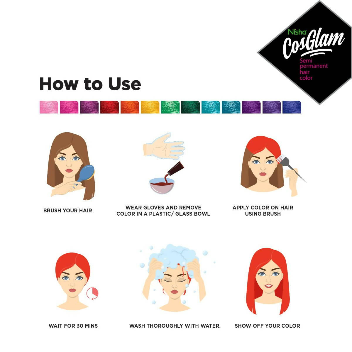 Nisha Cosglam Semi Permanent Hair Color 33 Vibrant Orange | Grocsy