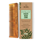 Nat Habit Kacchi Neem Wooden Comb - Soaked In 13 Herbs, Neem & Sesame Oil For Multi-Actions | Grocsy