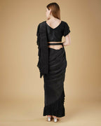 Black Imported Crush Solid Ready to Wear Saree with stitched Blouse - Aayan | Grocsy