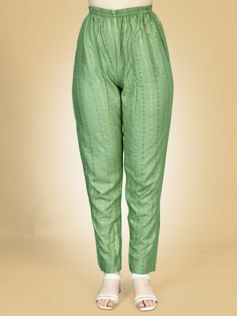 Jyoti Fashion Women's Sea Green Viscose Rayon Embroidered Kurta Pant Set | Grocsy