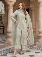 Teeya Creation Womens New Net With Heavy Embroiedery With Sequence Work Green Kurta Set | Grocsy