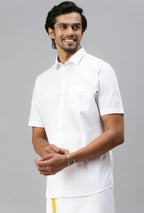 Ramraj Cotton Mens Half Sleeve Formal 100 % Cotton White Shirt | Grocsy