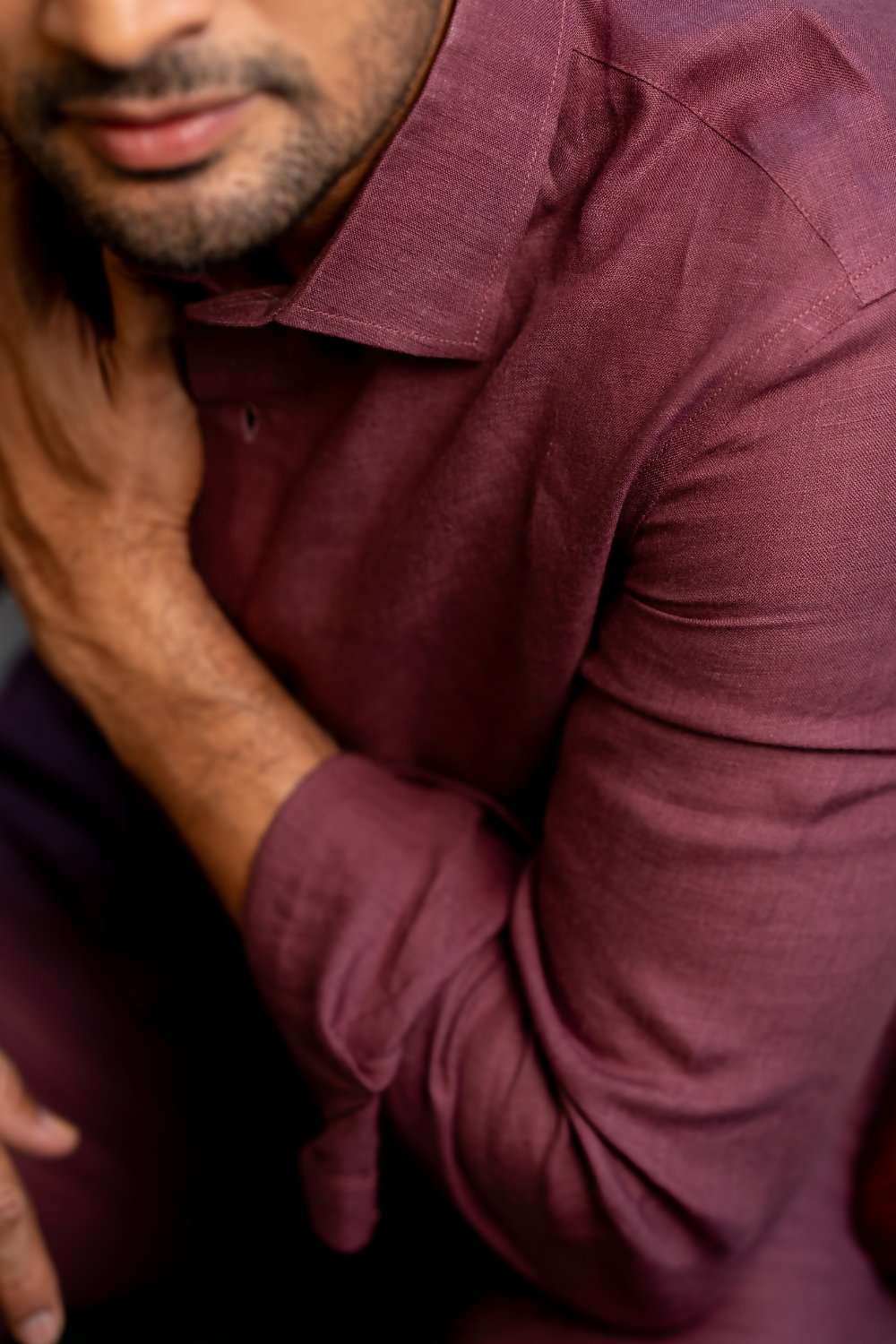 Linen Burgundy Coastal Muse Shirt By Hilo Design | Grocsy