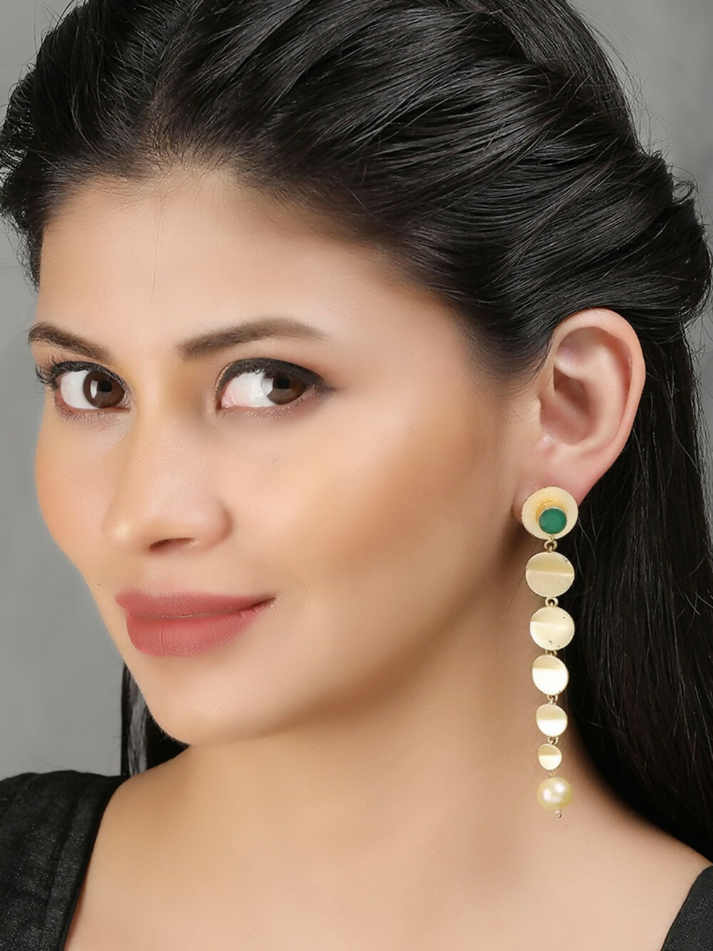 Joban Fashion Women Long Pattern Matte Gold Earrings | Grocsy