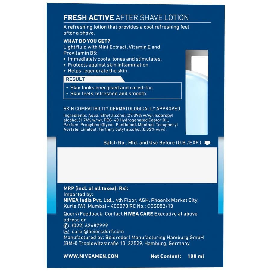 Nivea Men Fresh Active After Shave Lotion | Grocsy