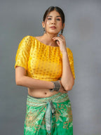 Amodini Designer Studio Women's Banarsi Brocade Yellow Blouse | Grocsy