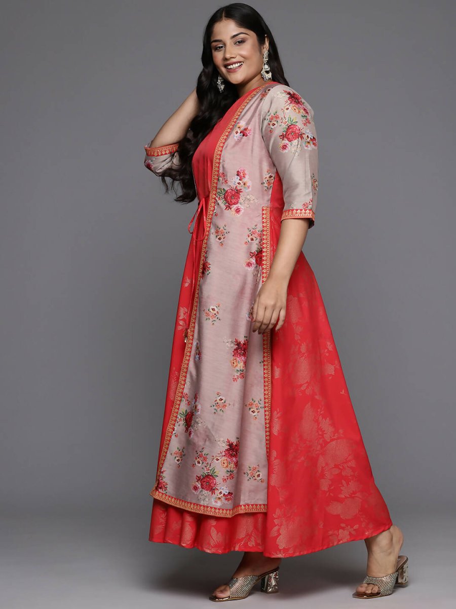 Ahalyaa Women's Traditional wear Ethnic Dress - Red | Grocsy