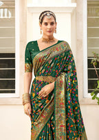 Joban Fashion Faux Chiffon Light Weight Saree Green Colored With Zari Border Saree | Grocsy