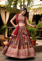 Women's Wedding Traditional Multi Dull Satin Lehenga Choli - Kaushlya | Grocsy