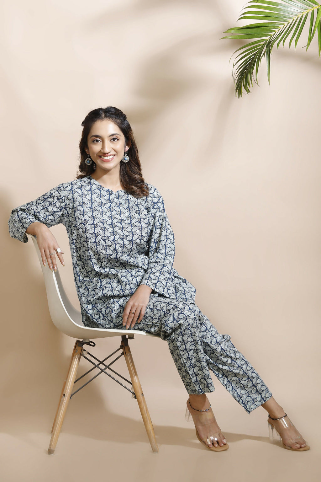 Breathables Abstract Cotton Co-Ord Set – Blue | Grocsy
