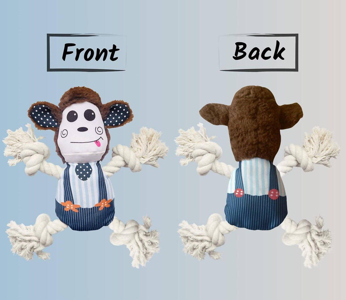 Foodie Puppies Monkey Crinkle Paper Rope Plush Toy for Dogs | Grocsy