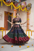 Multi Color Viscose Rayon Thread Embroidery with mirror work Navratri Lehenga Choli with Dupatta - Raas | Grocsy