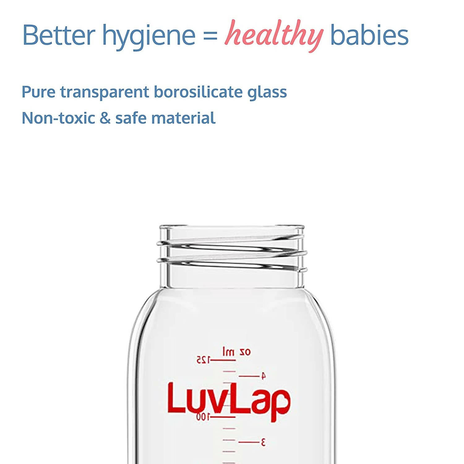 LuvLap Essential Slim Neck Glass Feeding Bottle | Grocsy