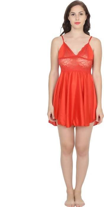 Ruhani HLSC Poly Satin Red Short Nighty Fits Bust (Ruhani-NT-05-FS) | Grocsy