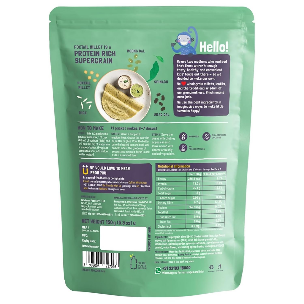 Slurrp Farm Spinach And Beetroot Millet Dosa Mix Combo | Grocsy