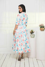 Myshka Women Multi - Floral Rayon A-Line V-Neck Dress | Grocsy