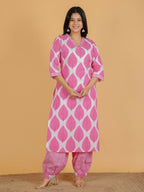 Aramya Straight Soft Cotton Floral Print Women's Kurta - Pink | Grocsy