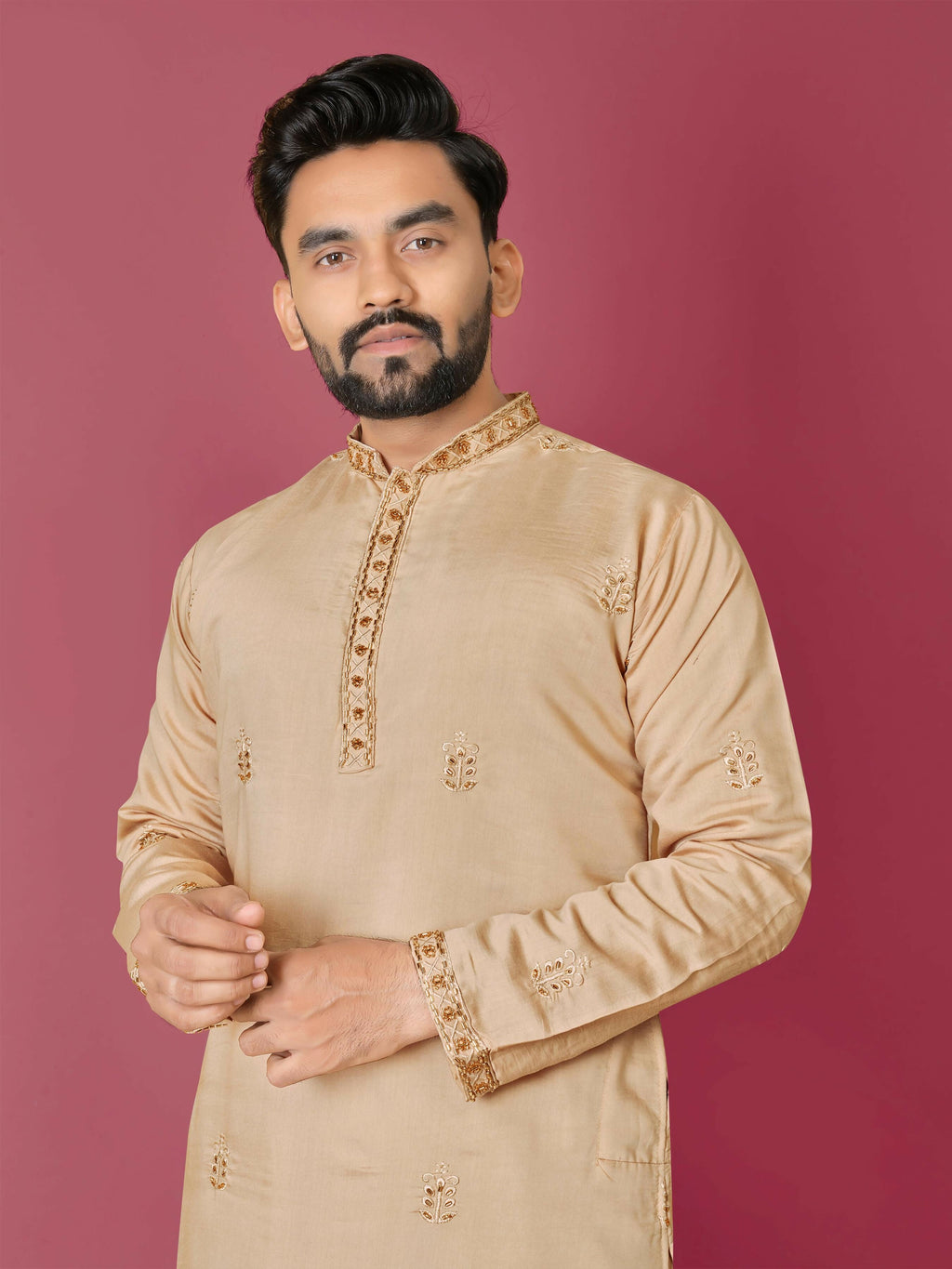 Golden Kurta Pyjama Set for Men by Infinity Export | Grocsy