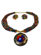 Inhanns All-Day Statement Beaded Necklace Set - Multi Colour | Grocsy