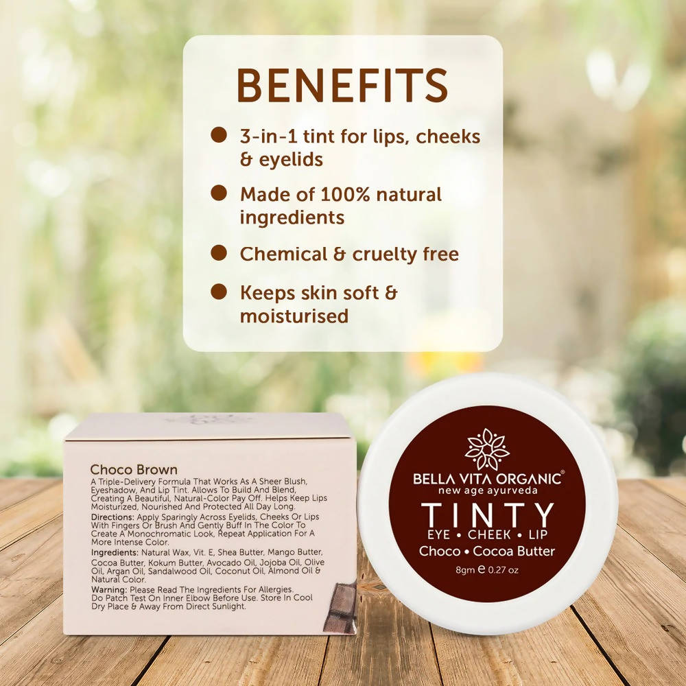 Bella Vita Organic Choco 3 in 1 Lip Tinty Blush | Grocsy