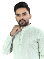 Anaita Sky_Blue Lucknowi Work Silk Straight Kurta | Grocsy
