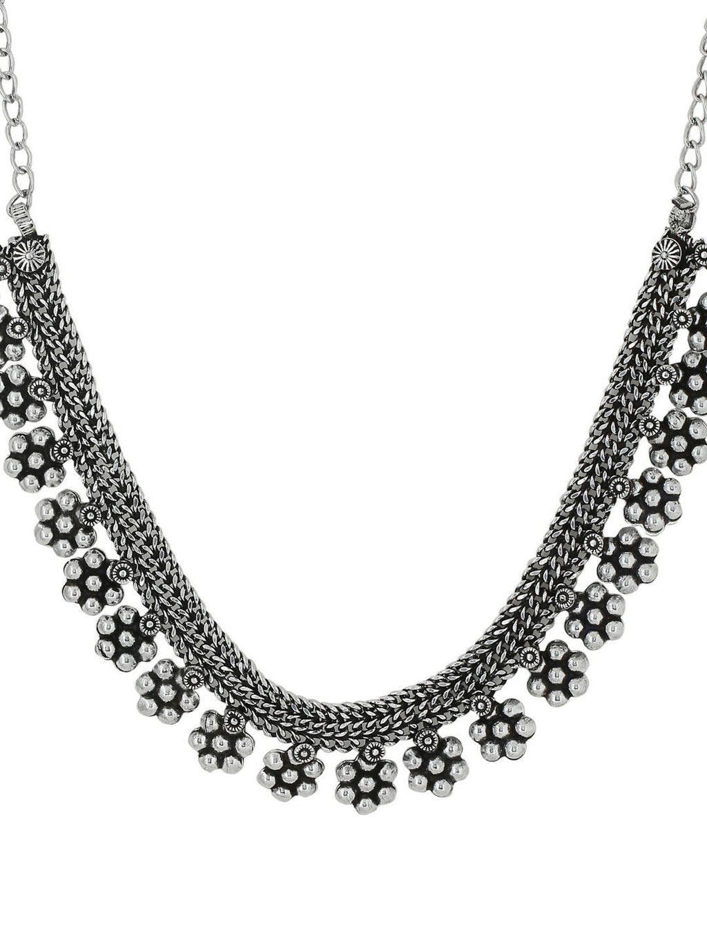 NVR Women Silver-Plated Oxidised Necklace | Grocsy