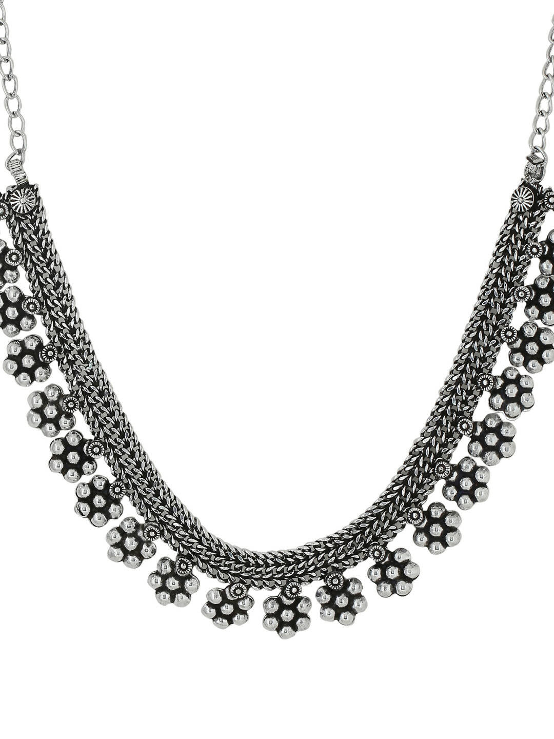 NVR Women Silver-Plated Oxidised Necklace | Grocsy