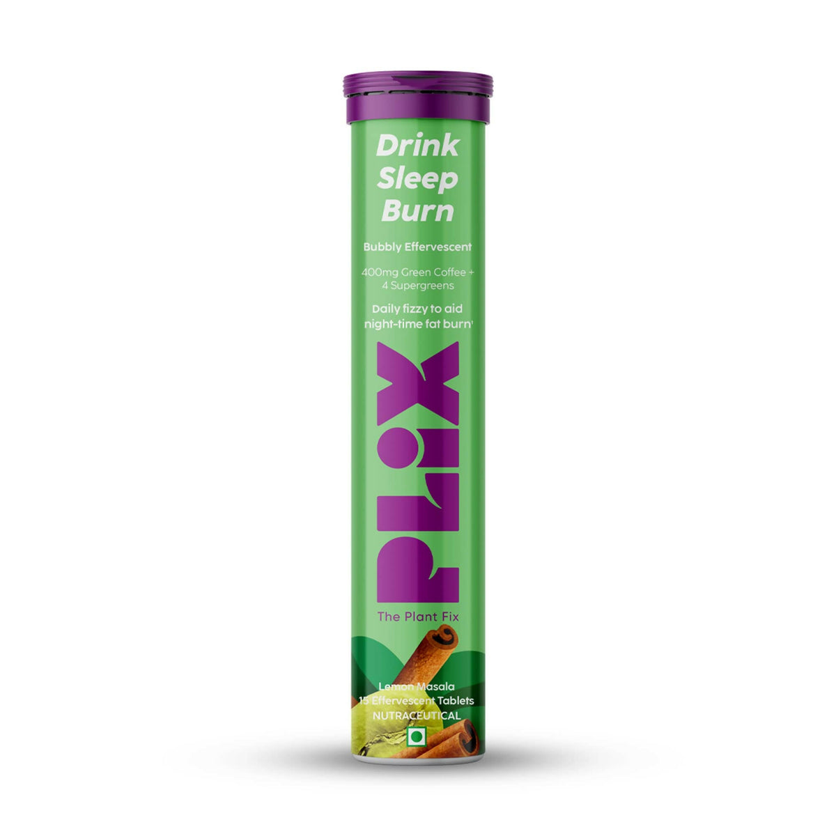 PLIX The Plant Fix Drink Sleep Burn Effervescent Tablets with Green Coffee Bean - Lemon Masala | Grocsy