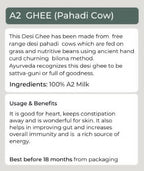Organic Potli A2 Vedic Ghee Pahadi Cow |  A2 Gir Cow Organic A2 Ghee Vedic Bilona Method Grassfed Cultured Traditional Curd Bilona Ghee, Glass Bottle | Grocsy