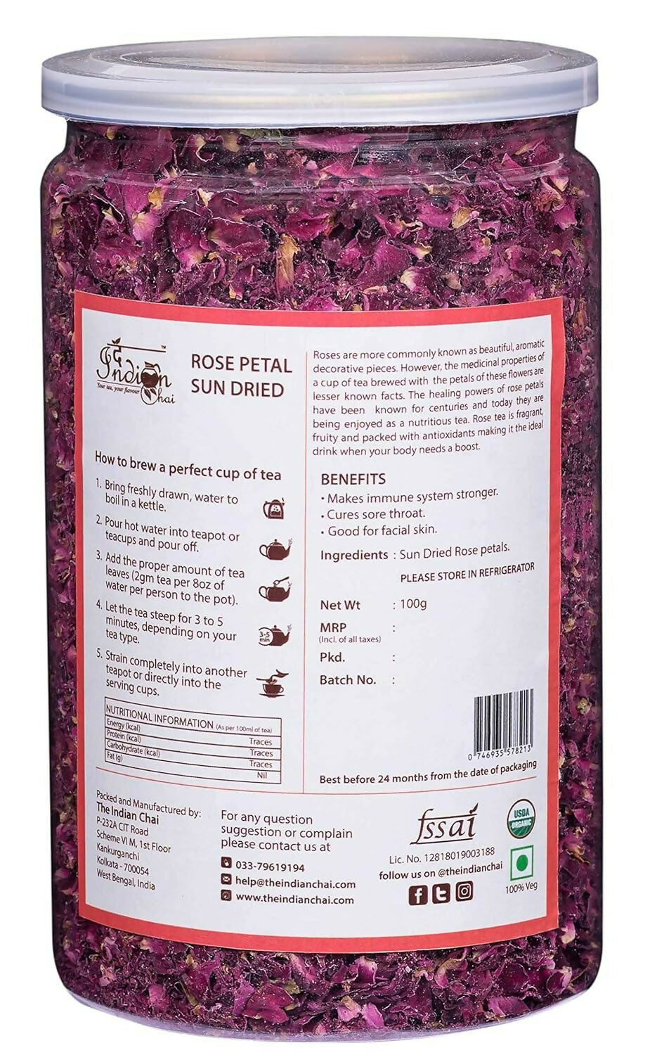 The Indian Chai - Rose Petals Sun Dried Tea | Grocsy
