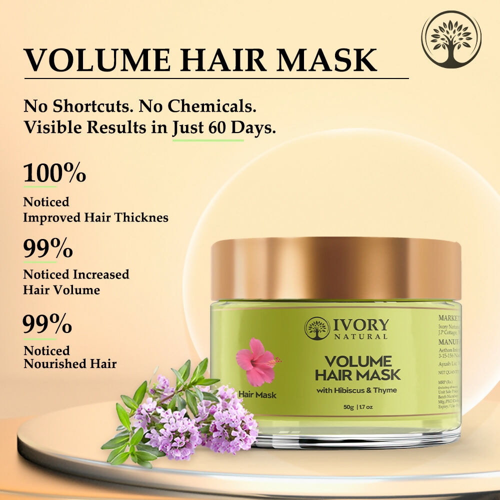 Ivory Natural Hair Volume Mask - Hair Volume And Length For Both Men & Women | Grocsy