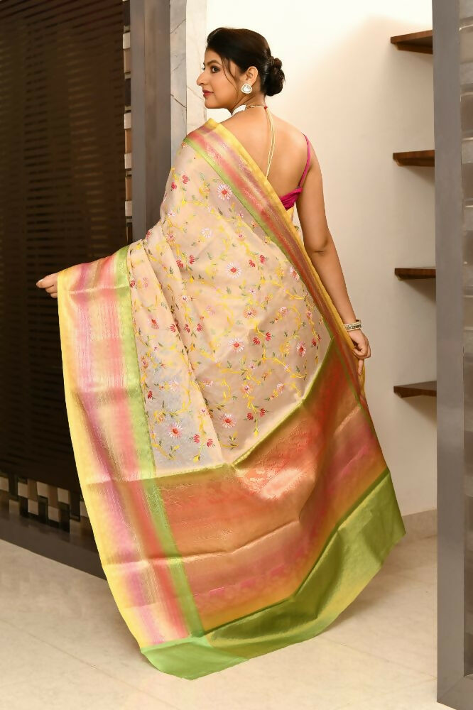 Joban Fashion Multicolor Saree Tissue Rainbow Digital And Embroidery | Grocsy