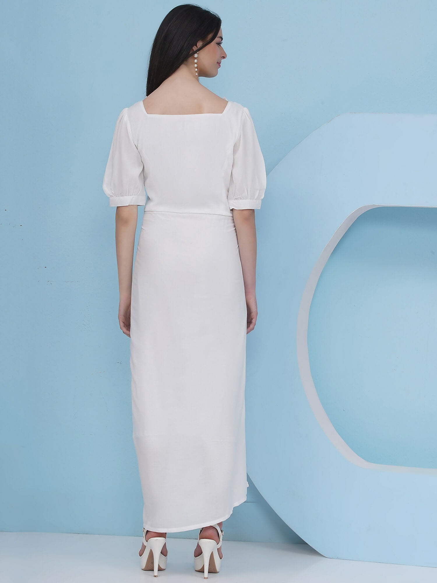 Joban Fashion White Drape Dress | Grocsy