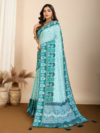 Cyan Muslin Cotton Designer Digital Printed Saree - Lavisha | Grocsy