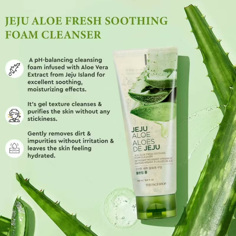 The Face Shop Jeju Aloe Fresh Soothing Foam Cleanser - Korean Skincare | Grocsy
