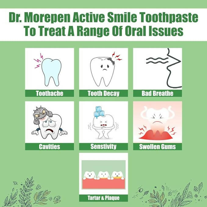 Dr. Morepen Active Smile Herbal Toothpaste with Neem, Clove & Menthol | Grocsy