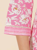 Aramya Straight Soft Cotton Floral Print Women's Kurta - Pink | Grocsy