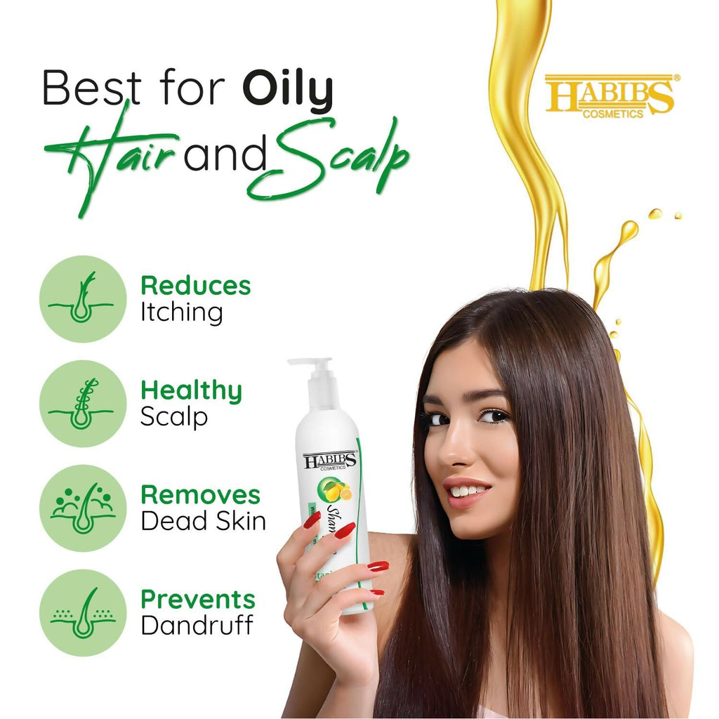 Habibs Professional Oil Control Shampoo For Oily Hair And Scalp Anti Dandruff With Natural Lemon & Mint Oil | Grocsy