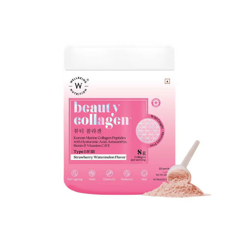 Wellbeing Nutrition Beauty Korean Marine Collagen Peptides - Strawberry & Watermelon | Grocsy